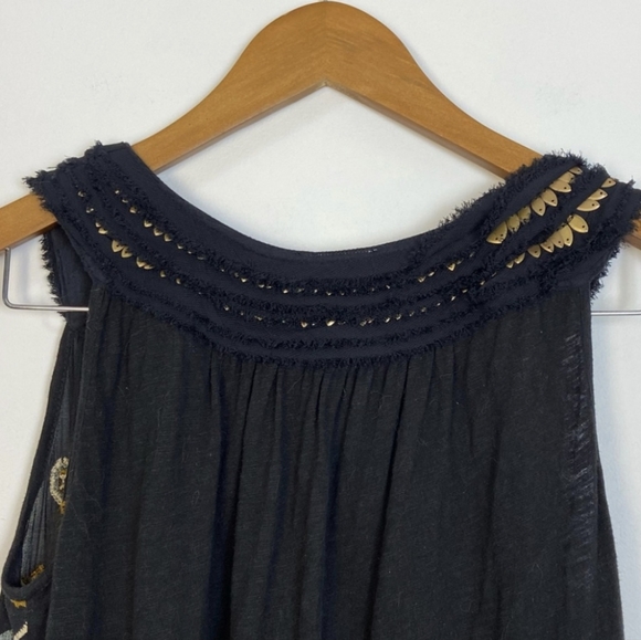 Anthropologie Akemi + Kin Boho Stitched Embroidered Beaded Top - Picture 3 of 6